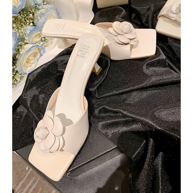 Karin Luna Flower of Wealth in the World~Says purple has a lot of charm Spot Goods Spot Goods  Three-Dimensional Camellia Elegant Sandals