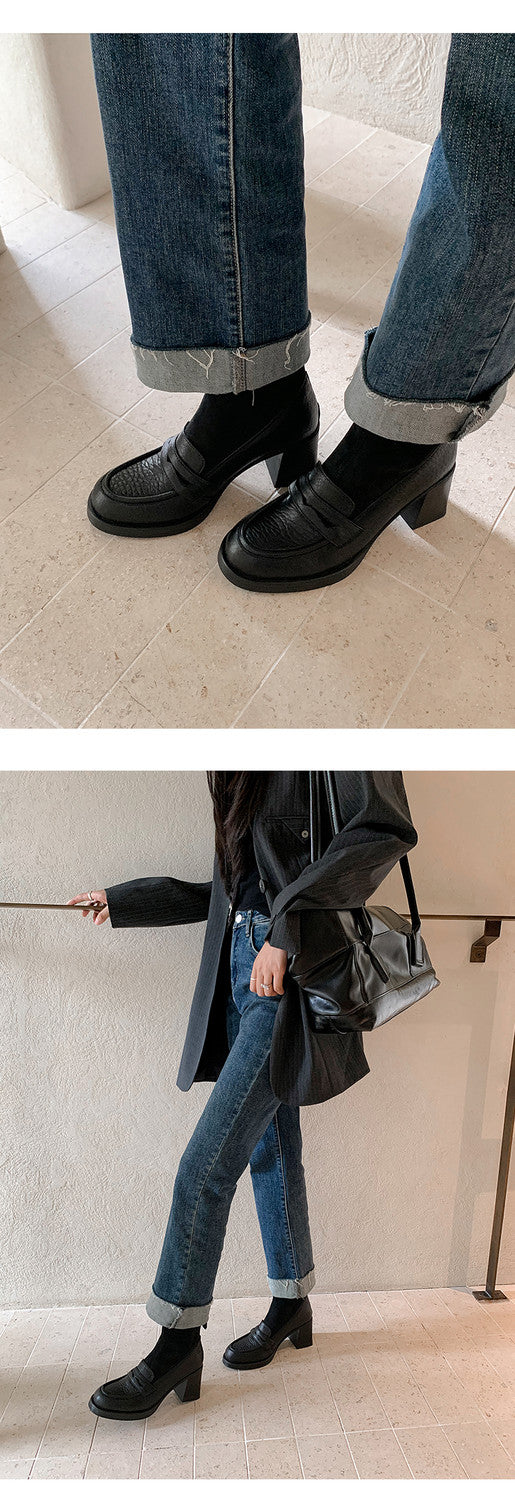 Karin Luna Hot-Selling Element Round Toe Elephant Pattern Elastic Thick Heel Short Boots