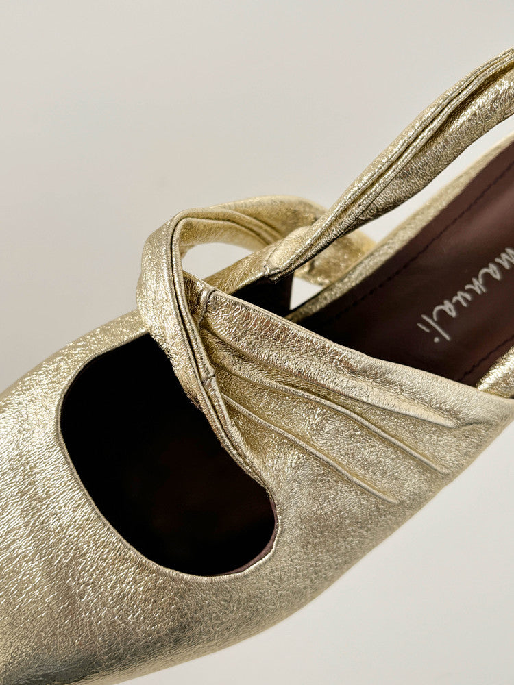 Karin Luna In Stock  Spot Goods Small Square Toe Wrinkled Chunky Heel Closed-Toe Sandals