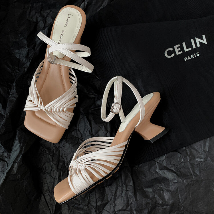 Karin Luna In Stock Spot Goods   Super stable shaped heel hand-woven open-toe sandals