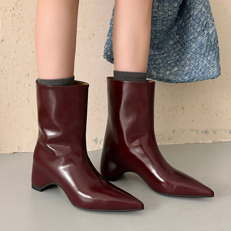 Karin Luna Elegant Pointed Toe Hidden Wedge Short Boots
