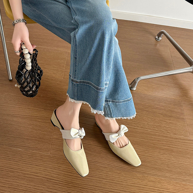 Karin Luna In Stock In Stock  Fluffy feel Bowknot Closed-Toe Slippers