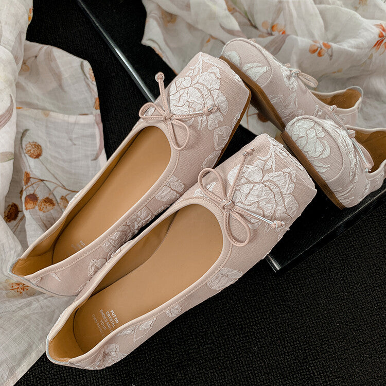 Karin Luna In Stock  In stock  Vintage Chinese Style Embroidered Rose~ Butterfly Knot Granny Shoes