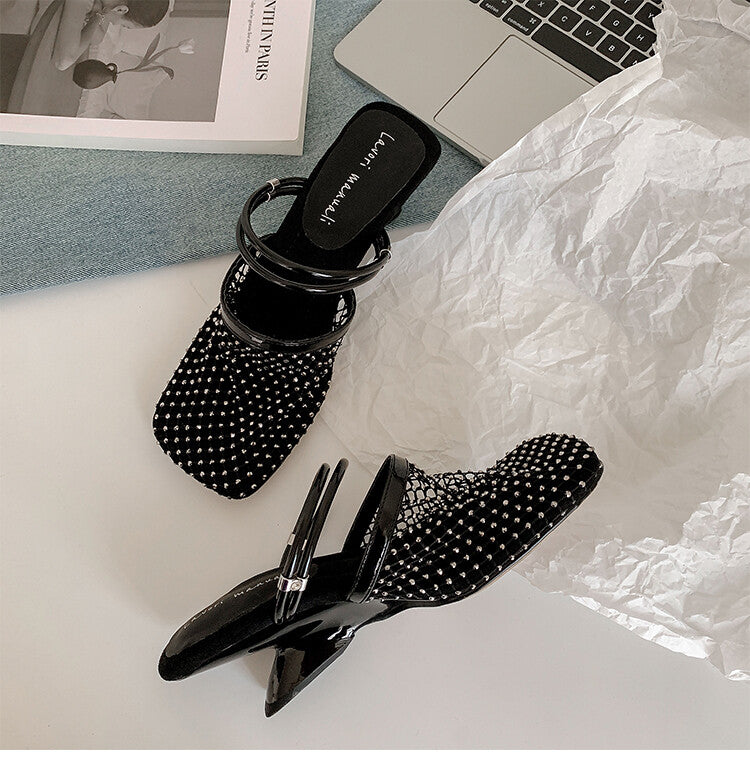 Karin Luna Highlights Fairness~In stock  Closed-Toe Diamond Mesh Unisex Convertible Sandals