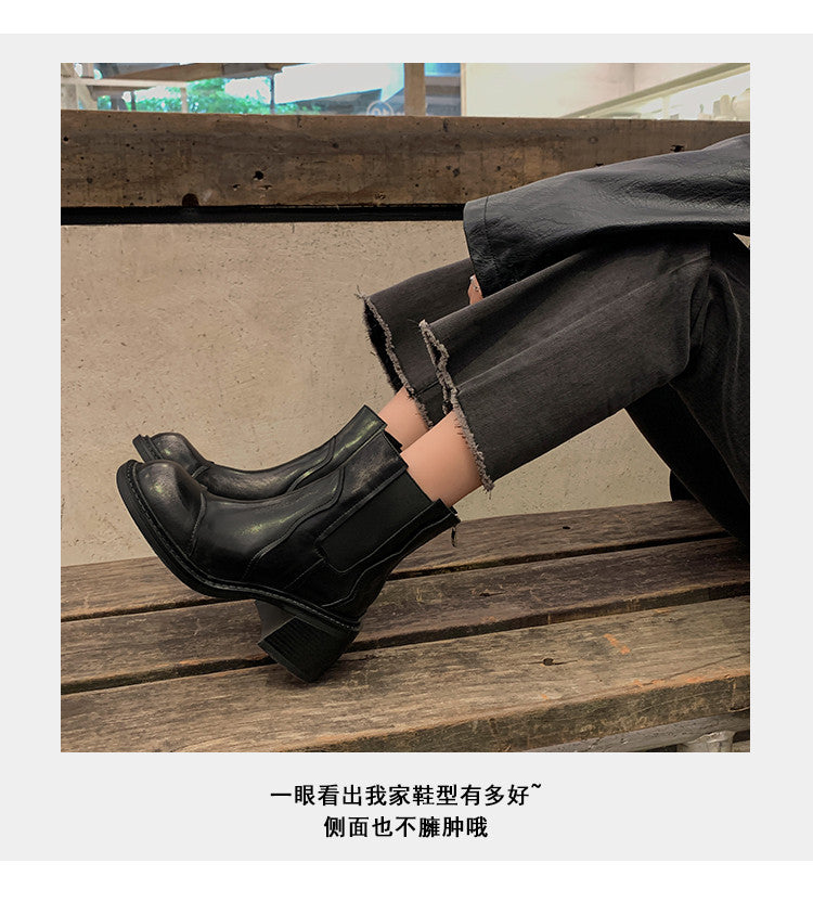 Karin Luna In Stock Spot Goods  Round Toe Stretch Round Toe Chelsea Short Boots