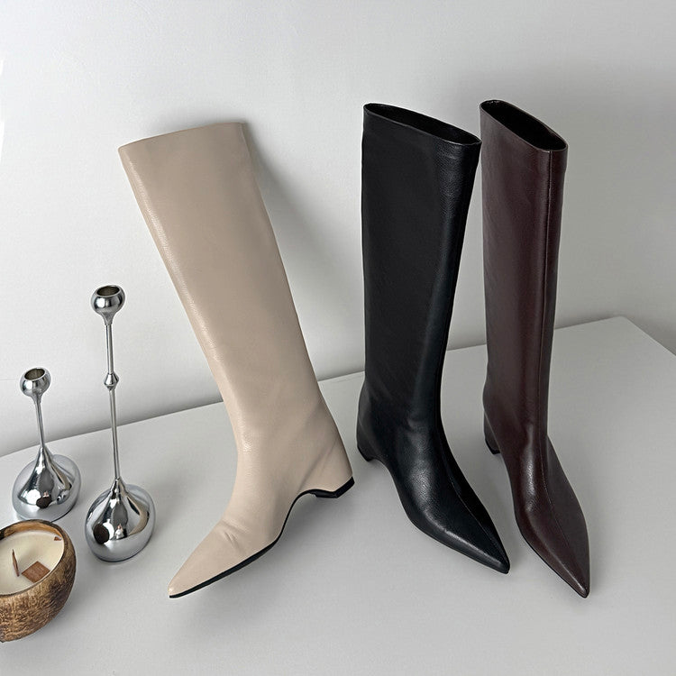 Karin Luna Hot-Selling Internal Height Increase Pointed Toe Straight-Leg Hot-Selling Long Boots