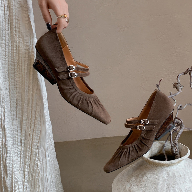 Karin Luna Full Leather Inside and Out Popular Element Amber Heel Elegant French Style Single Shoes