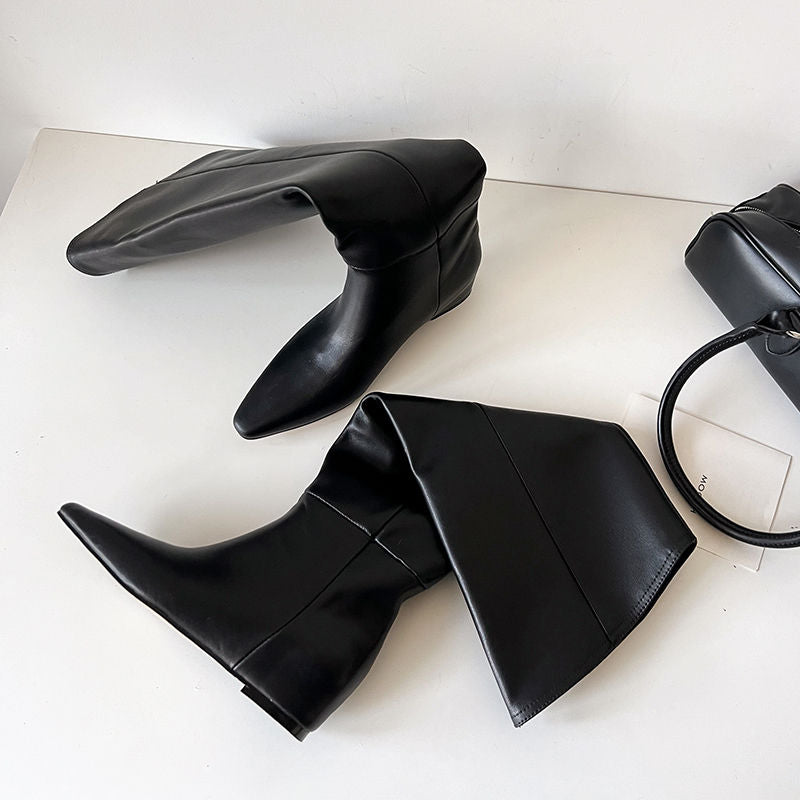 Karin Luna Elegant Style Slanted Inner Height-Increasing Long Boots