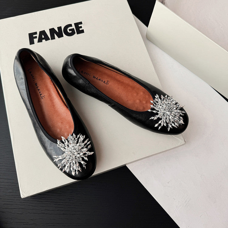 Karin Luna Full Leather Inside and Out~Gorgeous Fireworks Flat Granny Shoes