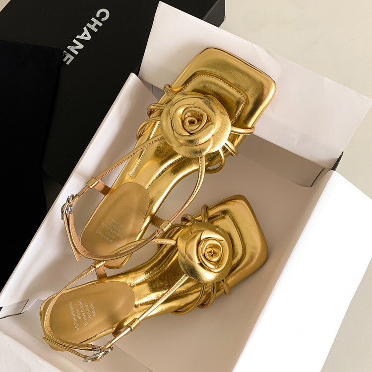 Karin Luna Exquisite Camellia ~French Retro Open-Toe Sandals