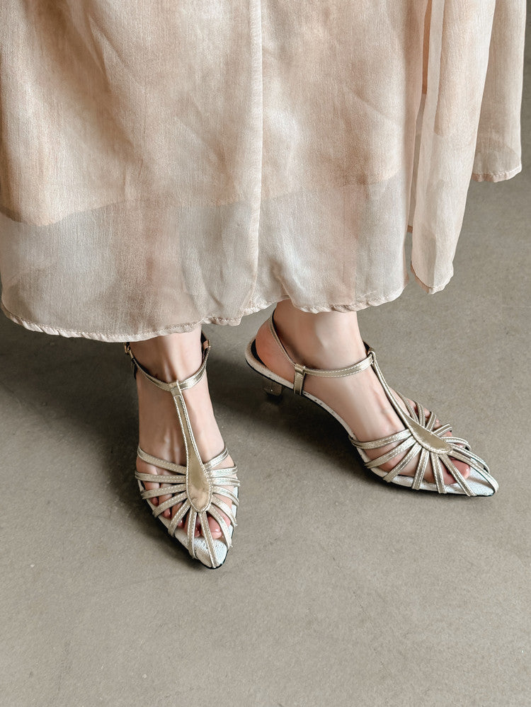 Karin Luna In Stock Spot Goods Open-toe French Style Metal Heel Sandals