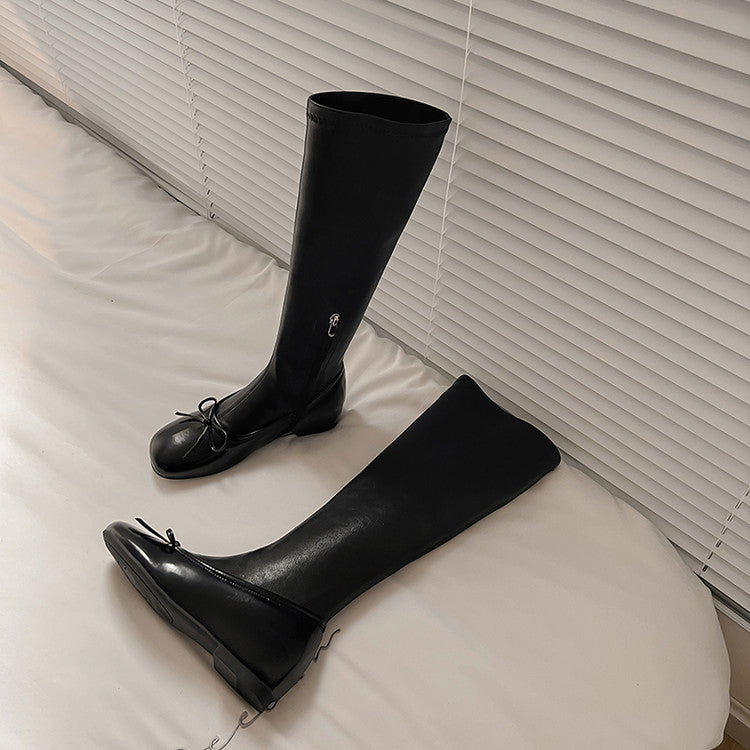 Karin Luna In Stock Spot Goods  Butterfly Knot Round Toe Hidden Heel Boots