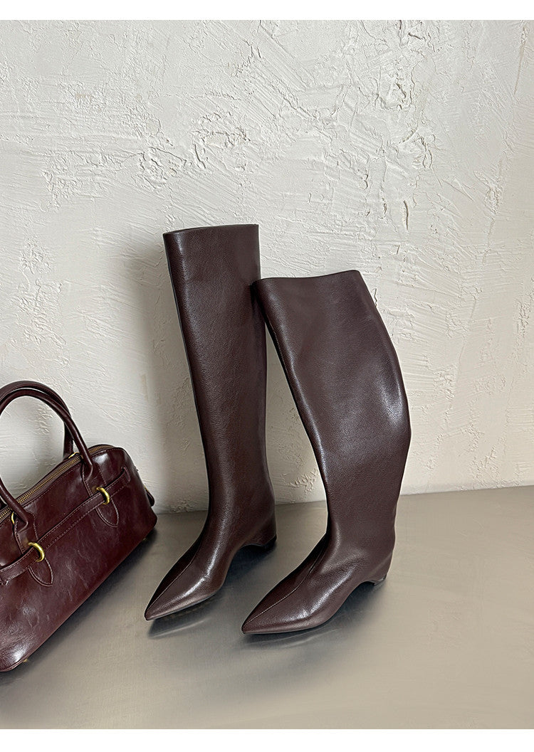 Karin Luna Hot-Selling Internal Height Increase Pointed Toe Straight-Leg Hot-Selling Long Boots