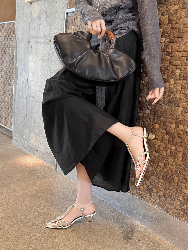 Karin Luna In Stock Spot Goods  French-style Hollow-out Thin Strap Sandals