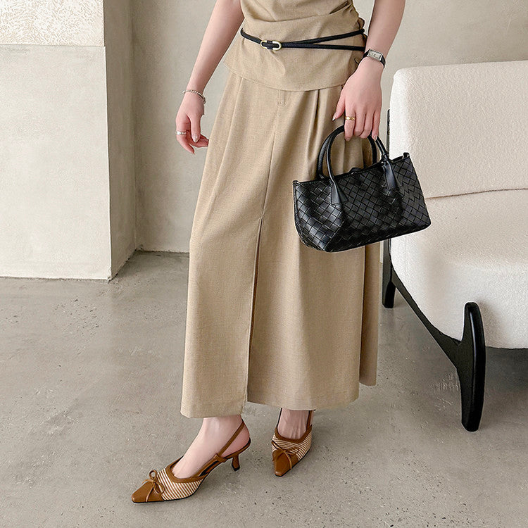 Karin Luna In Stock Spot Goods Braided Style Elegant Thin Heel Pointed Toe Closed-Toe Sandals