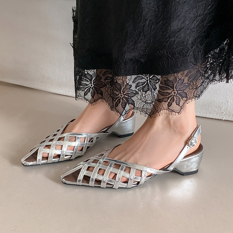 Karin Luna Braided Style ~Cross-woven Pointed Toe Closed-toe Sandals