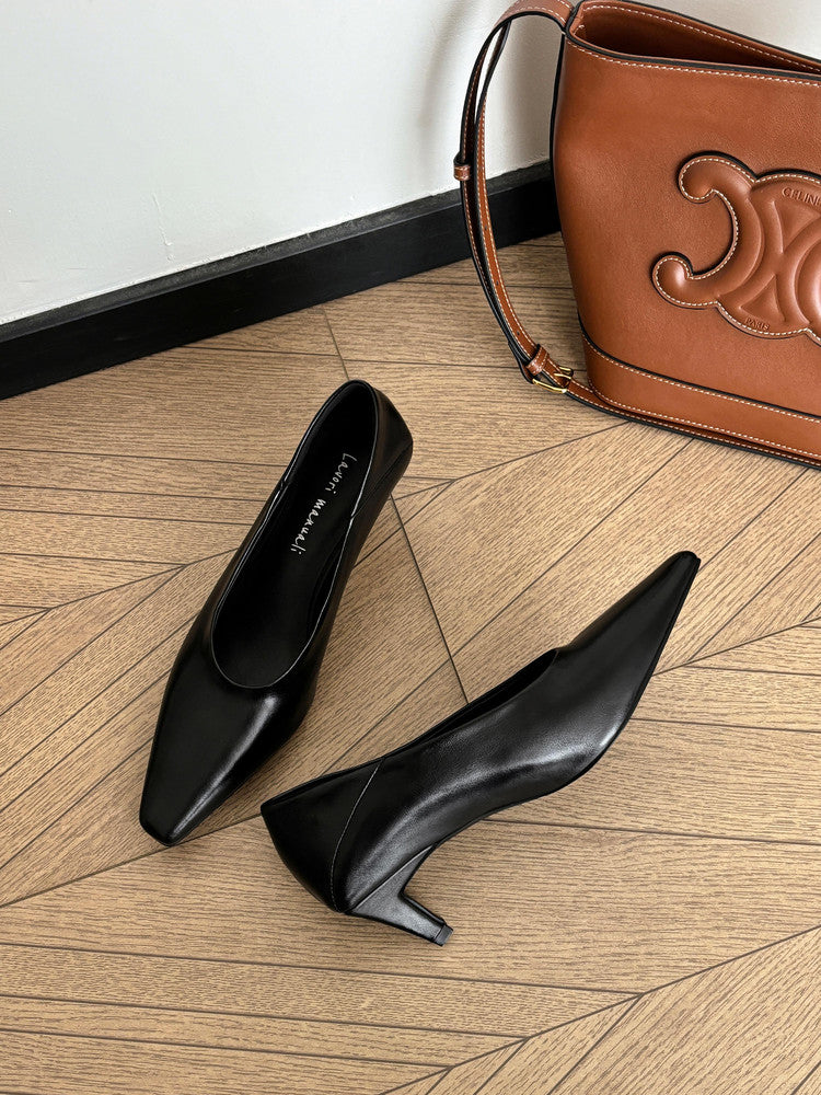Karin Luna In Stock In Stock ~Basic Versatile French Style Small Square Toe Shallow Mouth Single Shoes