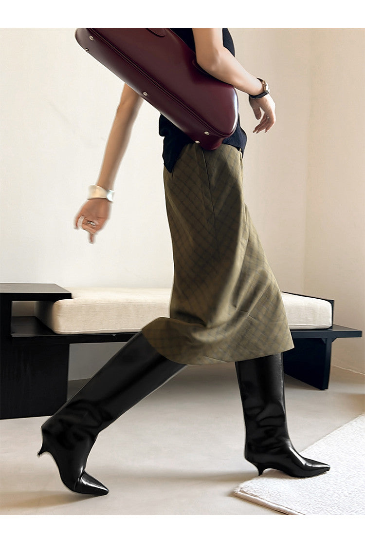 Karin Luna In Stock In Stock    Stunning Elegant Style Kitten Heel Straight Long Boots