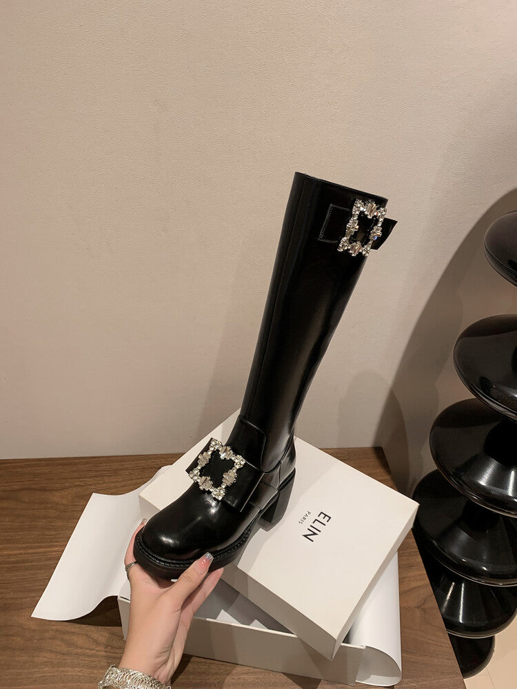 Karin Luna has prepared stock  Custom Large Square Buckle Bowknot Fastener Elegant Long Boots