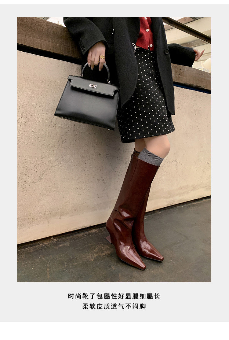 Karin Luna European and American Style Unisex Square-Toed Long Boots