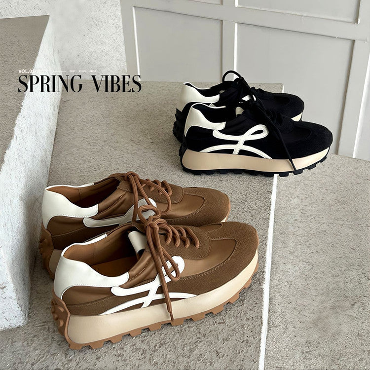 Karin Luna Casual Shoes Series~  In Stock Hot-Selling Versatile Lace-Up Thick-Soled Deep Mouth Single Shoes