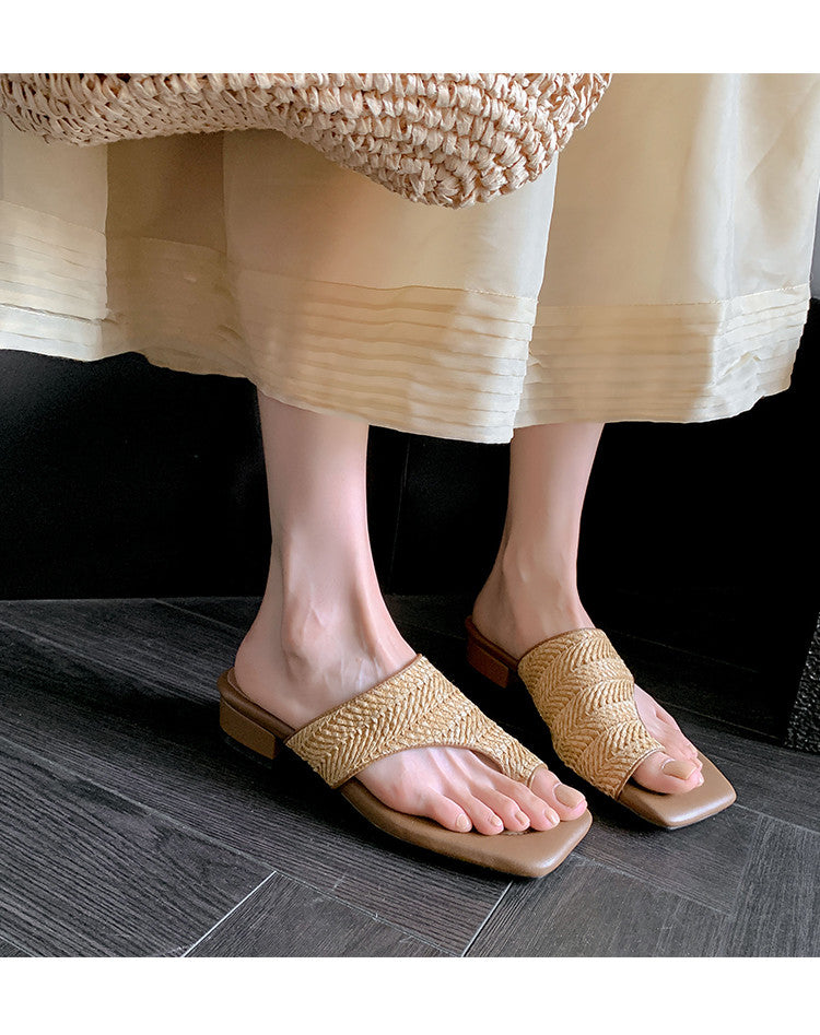 Karin Luna Bestseller  Popular  Data Hot-Selling Toe-Clip Straw Vacation Style Slippers