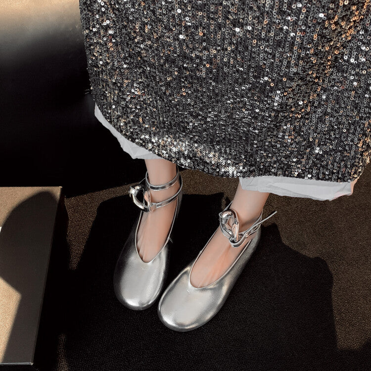 Karin Luna In Stock Large Stock Main Promotion  Two-Way Wear Height-Increasing Retro Gold Buckle Mary Jane Shoes