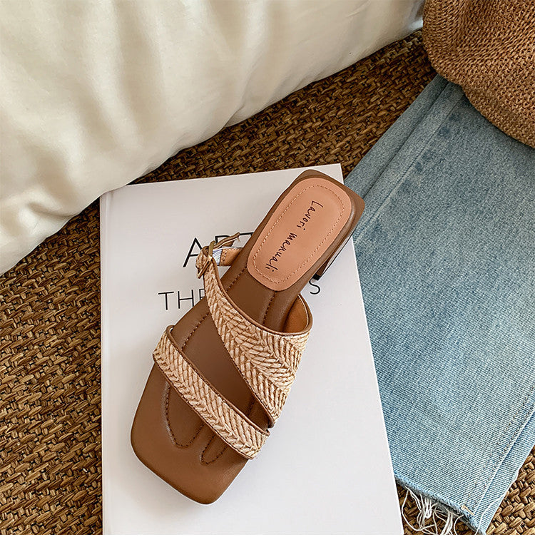 Karin Luna In Stock Spot Goods Resort Style Woven Flat Sandals