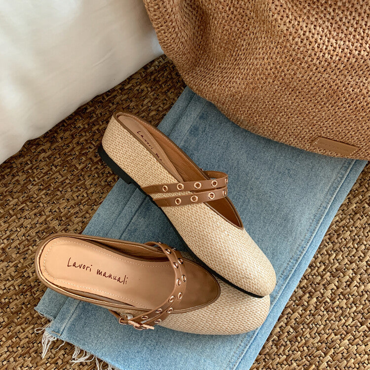 Karin Luna  Closed-Toe Woven Style Height-Increasing Slippers