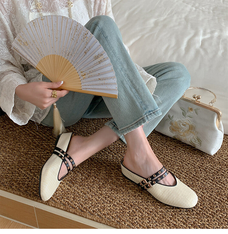 Karin Luna  Closed-Toe Woven Style Height-Increasing Slippers