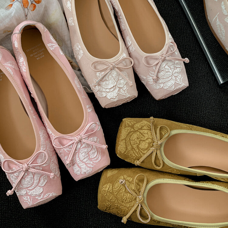 Karin Luna In Stock  In stock  Vintage Chinese Style Embroidered Rose~ Butterfly Knot Granny Shoes