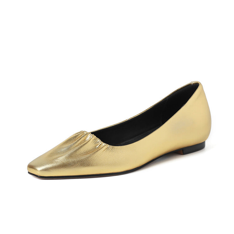 Karin Luna fell in love at first sight~ Spot Goods  Spot Goods Vintage Wrinkled Hollow Soft Sheepskin Elegant Versatile Single Shoes