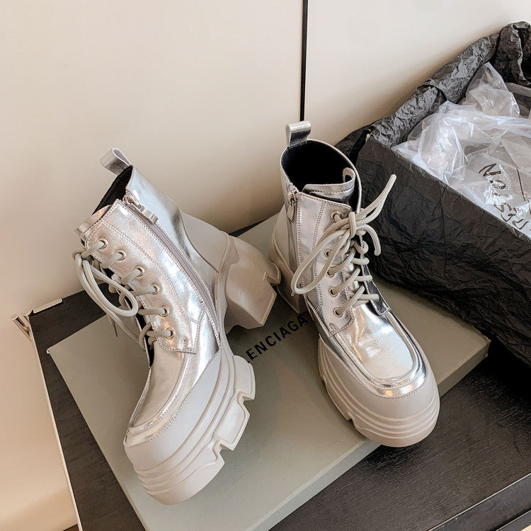 Karin Luna Casual Thick Sole Lace-up Short Boots