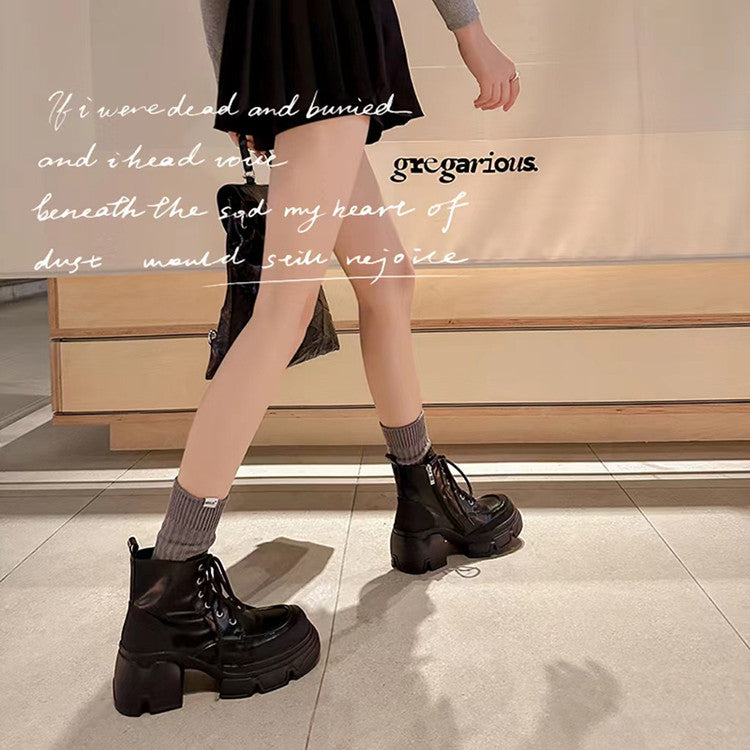 Karin Luna Casual Thick Sole Lace-up Short Boots