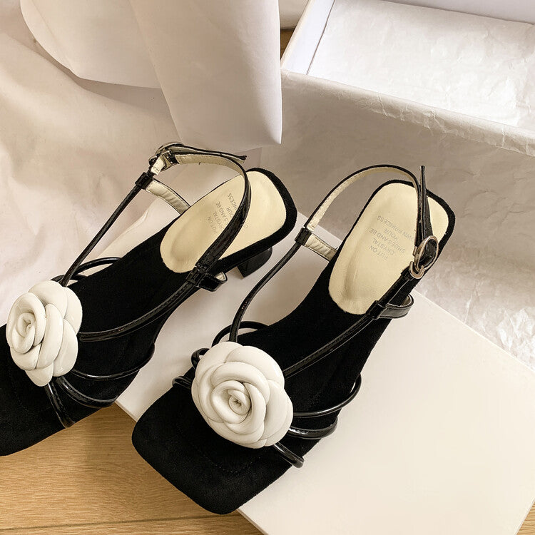 Karin Luna Exquisite Camellia ~French Retro Open-Toe Sandals