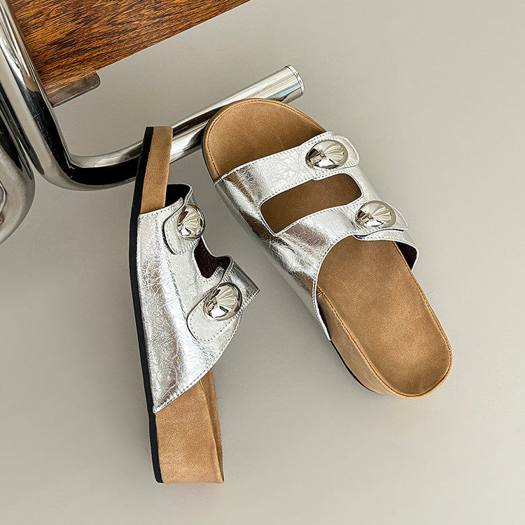Karin Luna   Casual Style   Thick Sole Belt Buckle Slide Sandals