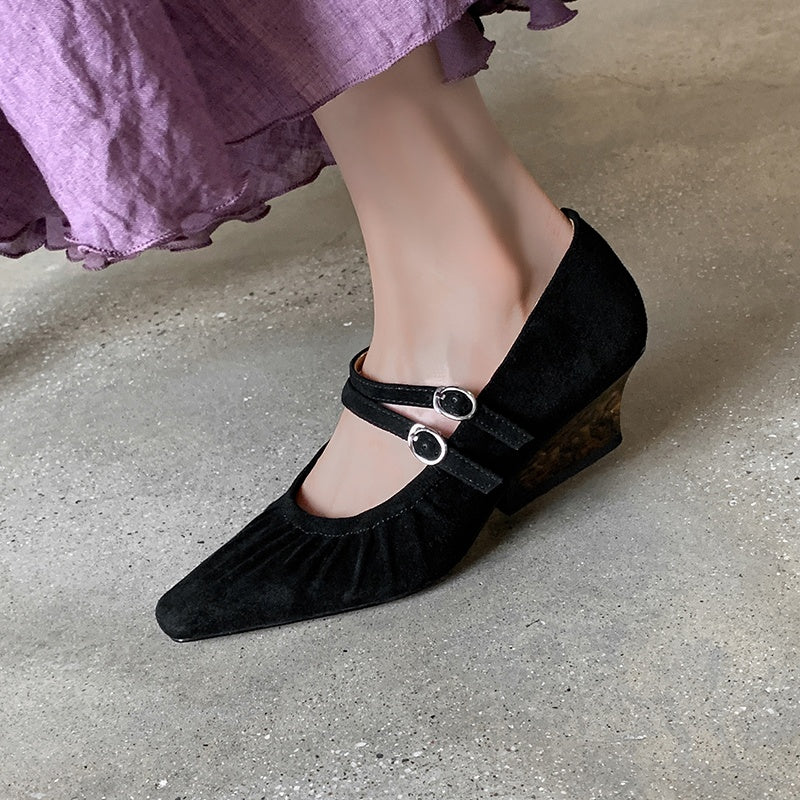 Karin Luna Full Leather Inside and Out Popular Element Amber Heel Elegant French Style Single Shoes