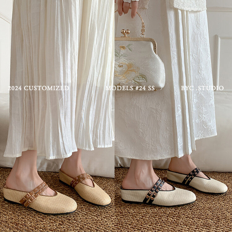 Karin Luna  Closed-Toe Woven Style Height-Increasing Slippers