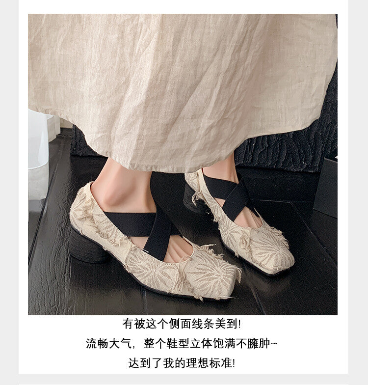 Karin Luna Chinese Pop is the Top Flow~ Orchid Pavilion Preface  New Chinese Style National Aesthetics Retro Cross Strap Mary Jane Shoes