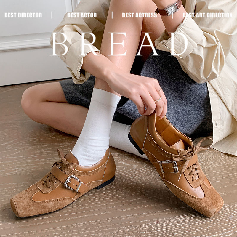 Karin Luna In Stock Spot Goods  Designed retro square-toe ballet shoes with laces