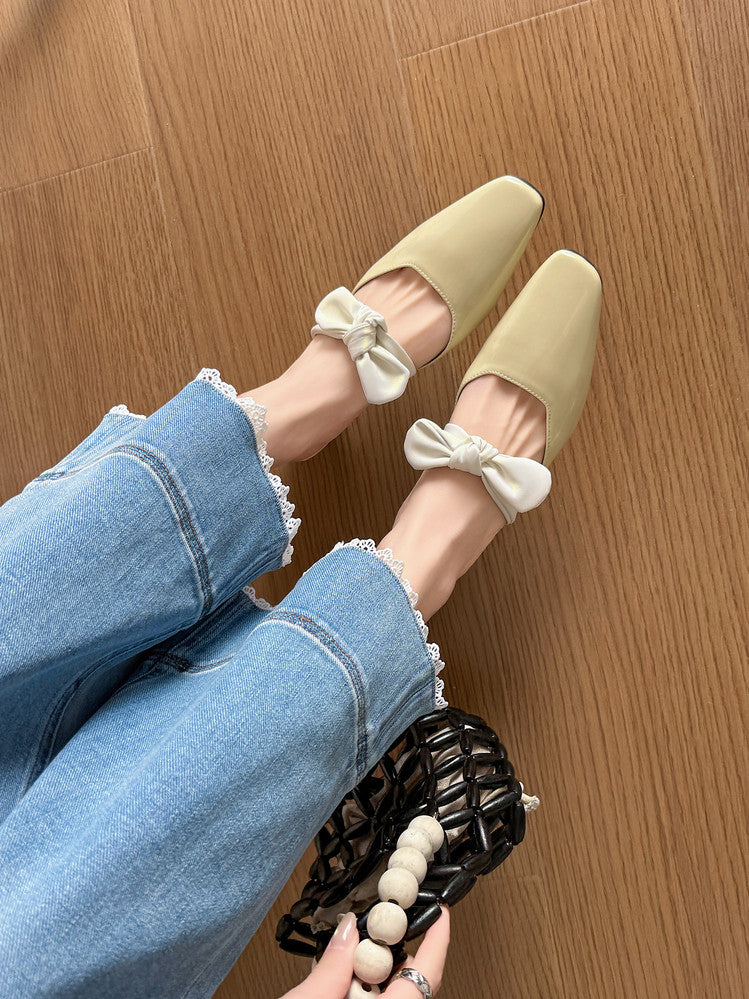 Karin Luna In Stock In Stock  Fluffy feel Bowknot Closed-Toe Slippers