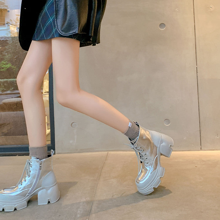 Karin Luna Casual Thick Sole Lace-up Short Boots