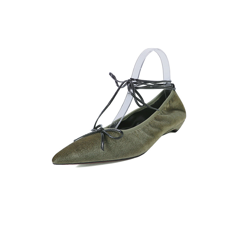 Karin Luna In Stock In Stock Retro Velvet Pointed Toe Bowknot Single Shoes