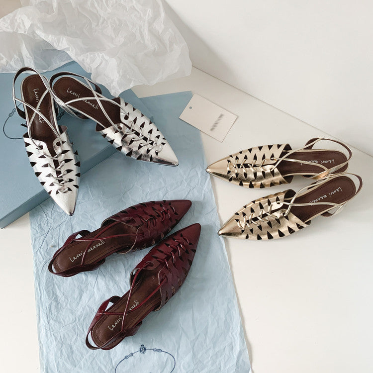 Karin Luna Braided Style ~Cross-woven Pointed Toe Closed-toe Sandals