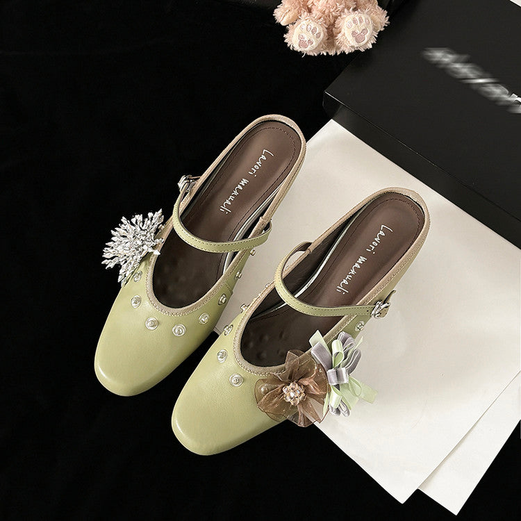 Karin Luna In Stock Spot Goods  Full-grain leather inside and out  Ultra Exquisite Round Toe Hidden Heel Closed-Toe Slippers