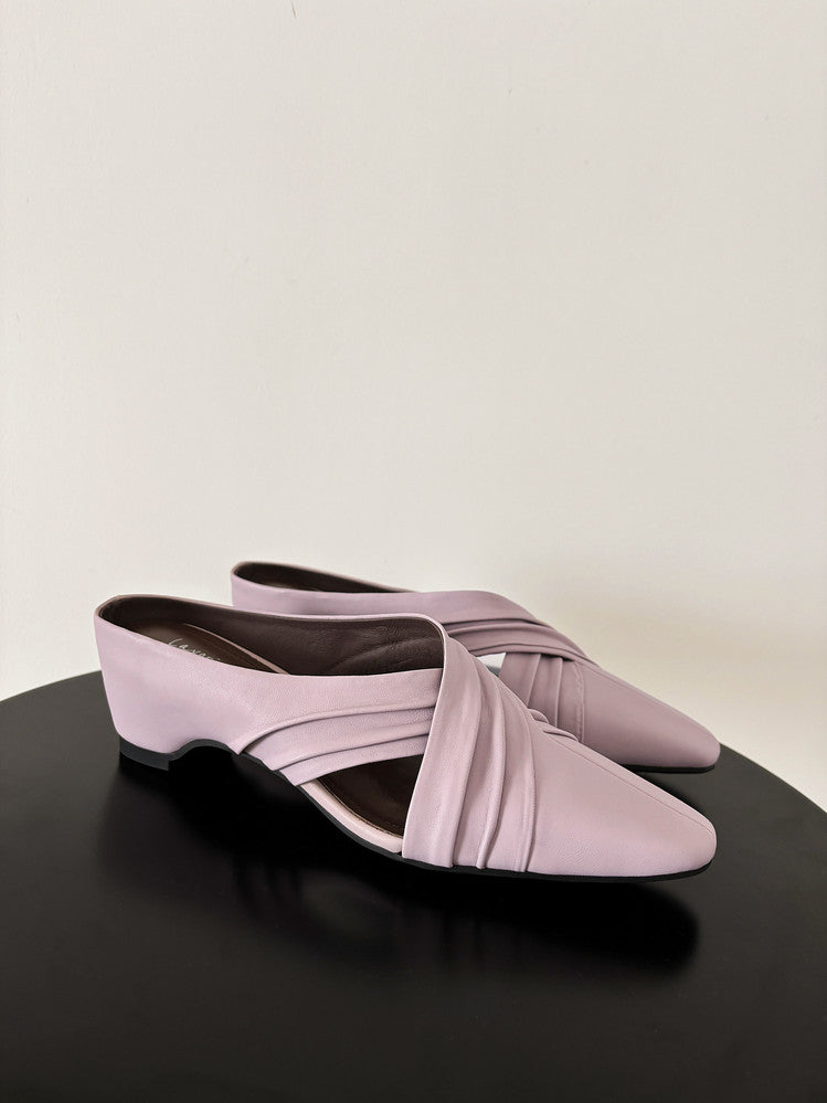 Karin Luna In Stock In Stock Basic Elegant Fairy Style Small Square Toe Sheepskin Slippers