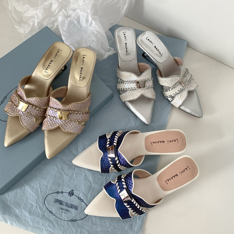 Karin Luna Fish Skin Series~Minimalist Pointed Toe Hot-Selling Unique Heel Slippers