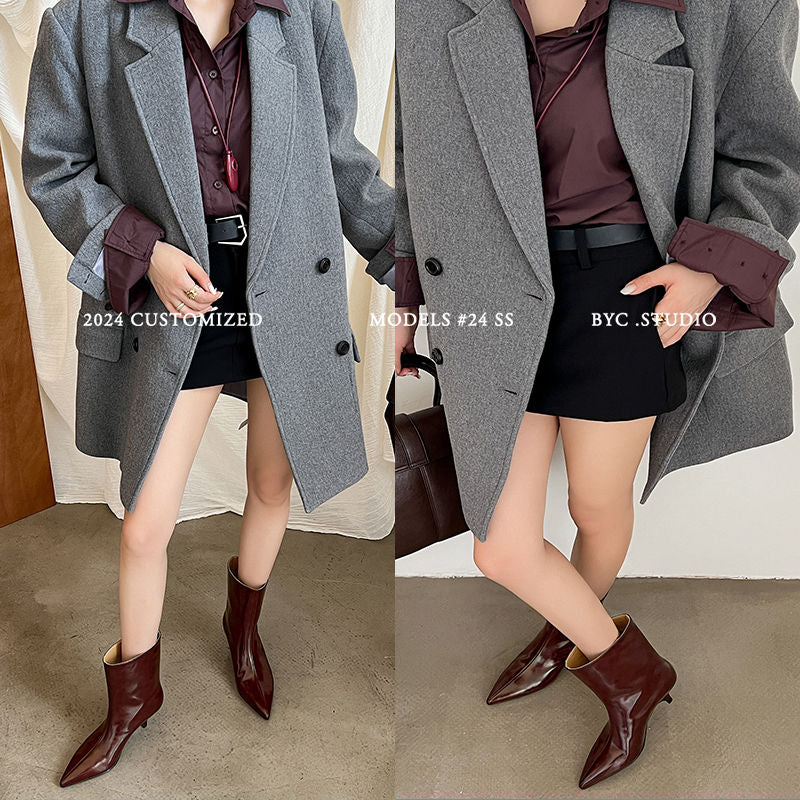 Karin Luna In Stock Spot Goods Minimalist Tube Kitten Heel Short Boots