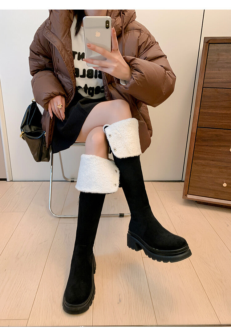 Karin Luna has prepared stock  Main Push Main Push  Hot-selling Large Sole Self-flowing Foldable Round Toe Over-the-Knee Boots