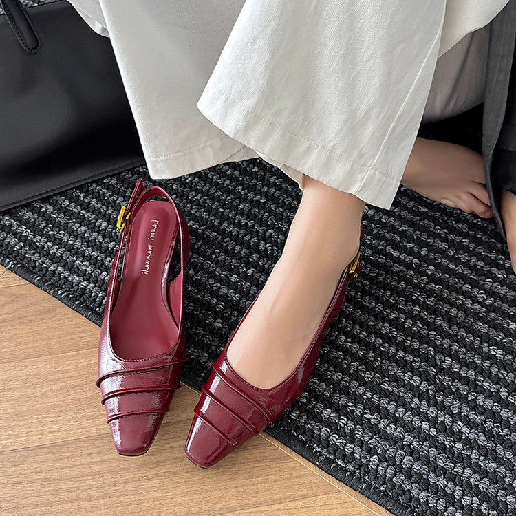 Karin Luna French Retro Square Toe Wrinkled Closed-Toe Sandals